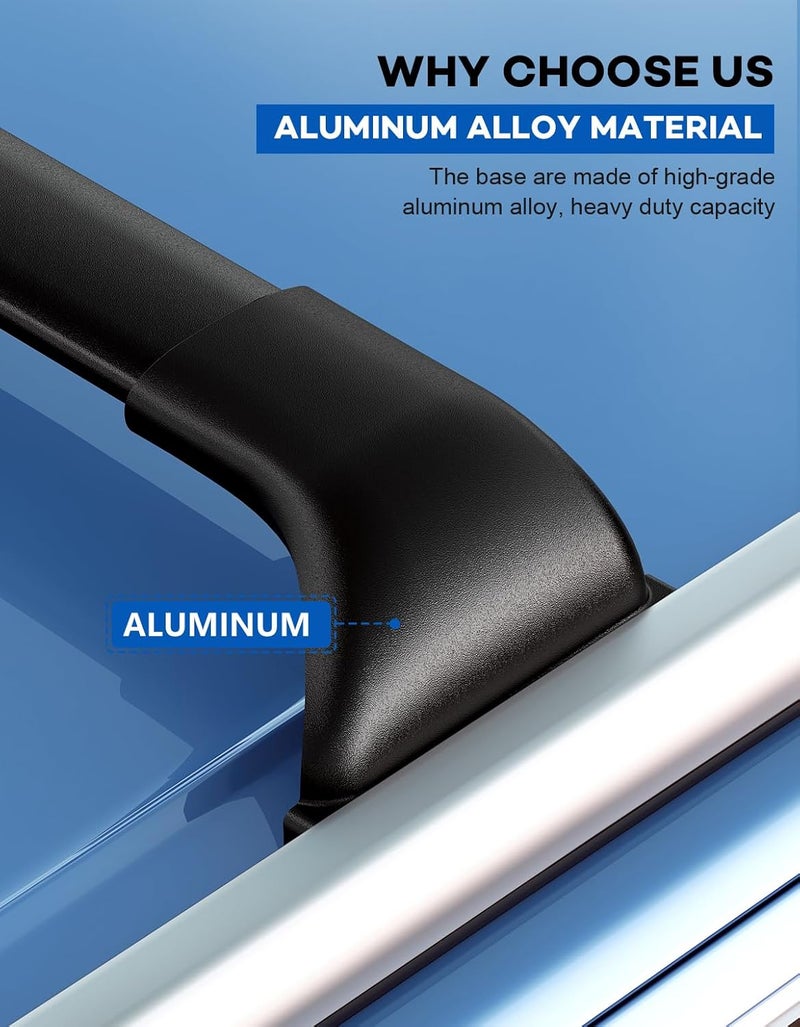 wonderdriver Roof Rack Cross Bars 220lbs Compatible with Cadillac XT6 2020-2025,Heavy Duty All-Metal Aluminum Roof Rails Crossbars Cargo Canoe Black Rooftop Cargo Carrier Luggage. - Image 3